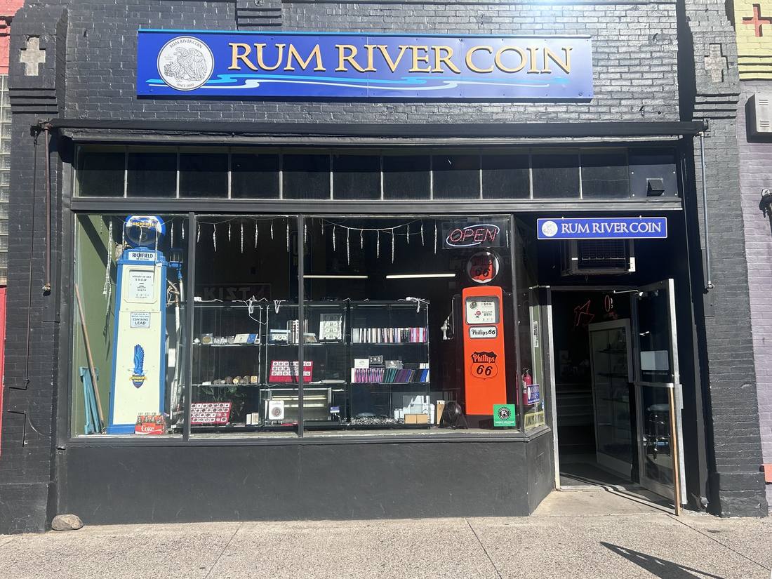 Rum River Coin storefront — coin shop on 2nd Ave in downtown Anoka, MN